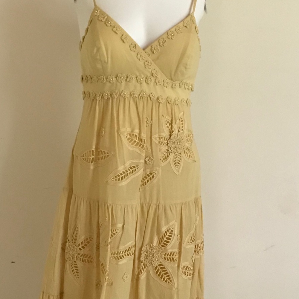Sue Wong Dress w/ Beaded and Embroidered Flowers